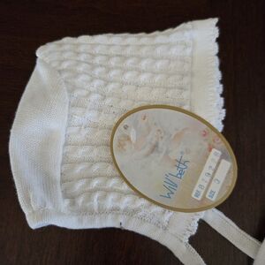 White Knit Baby Bonnet